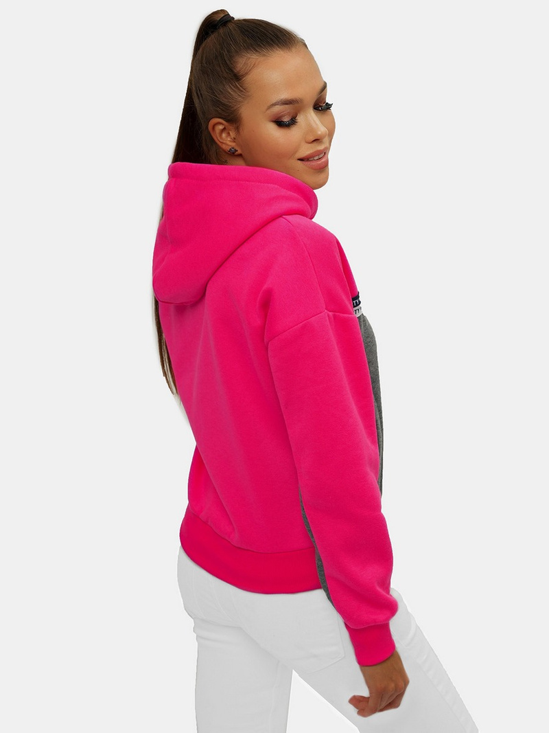 Bluza z kapturem rozpinana damska różowo-szara OZONEE JS/B26044Z