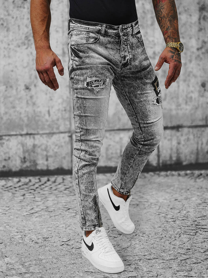 Spodnie jeansowe męskie czarne OZONEE NB/MP0162N