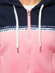 Bluza z kapturem rozpinana damska granatowo-różowa OZONEE JS/B26044