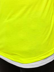 T-Shirt męski bez nadruku żółty-neonowy OZONEE O/1262X