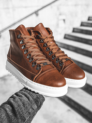 Снікерси високі коричнево-білий OZONEE W/034