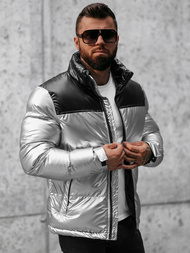 Kurtka męska pikowana srebrna OZONEE JB/JP1188/2Z