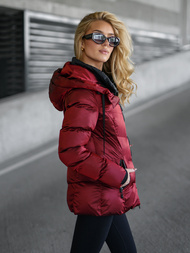 Kurtka zimowa damska pikowana bordowa OZONEE JS/5M3316/1