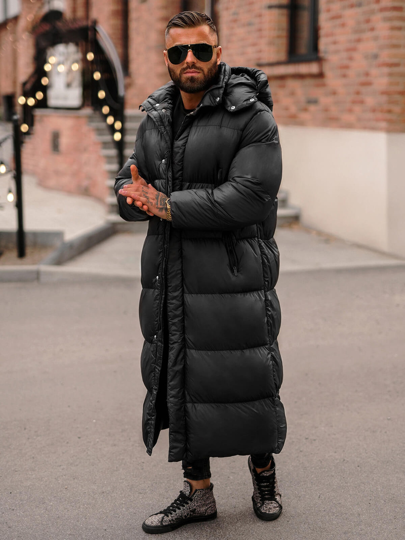 Kurtka zimowa męska długa czarna OZONEE O/M3202Z