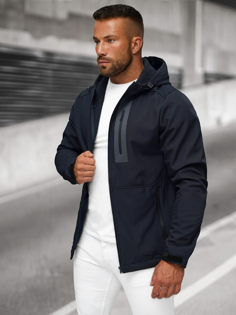Kurtka softshell męska z kapturem granatowa OZONEE JS/27B6513/25