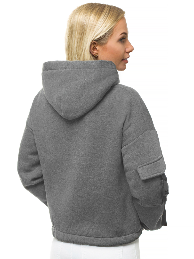 Bluza damska z kapturem ciemno-szara OZONEE O/12104