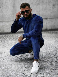 Komplet dresowy męski welurowy granatowy OZONEE O/D7516