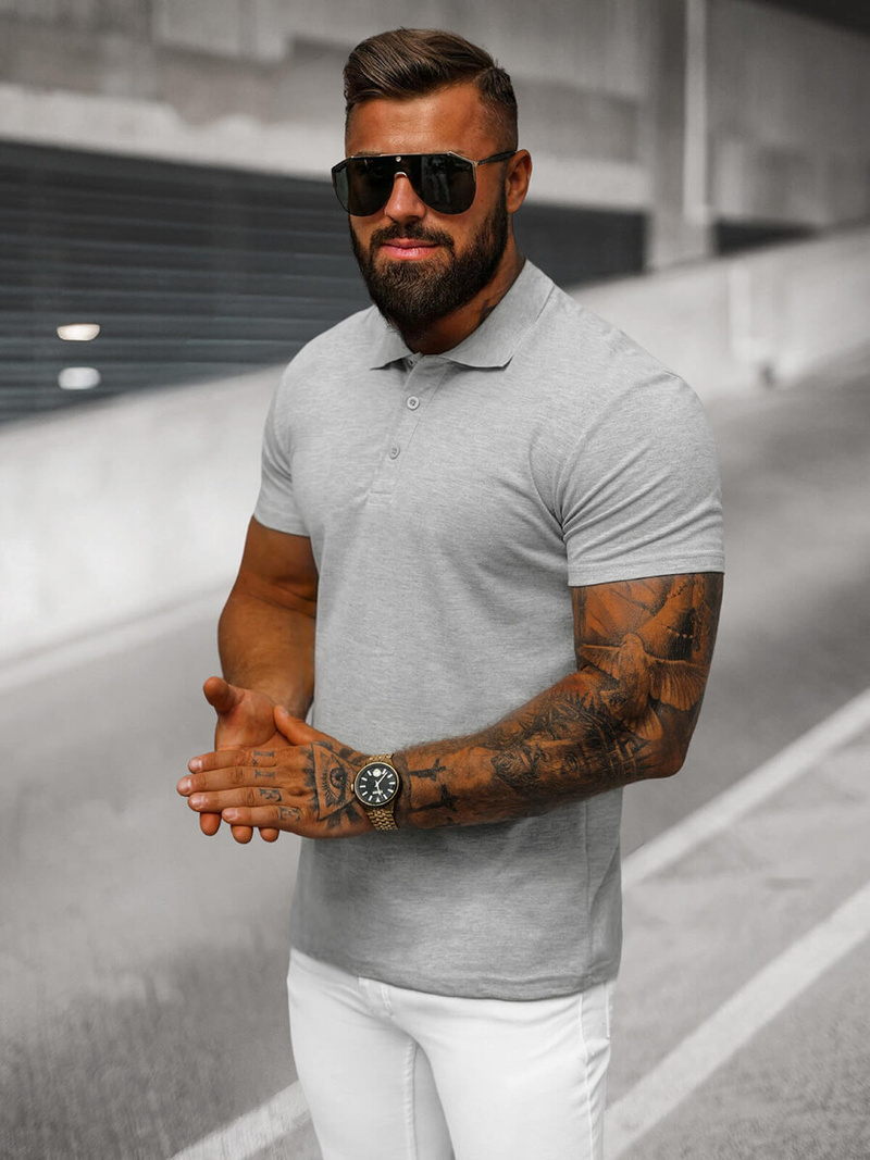 Koszulka męska polo szara OZONEE JS/8T80/2Z