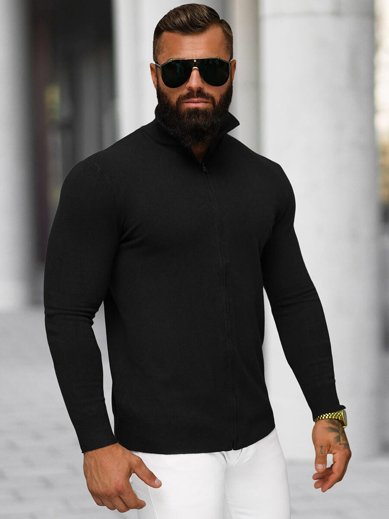 Sweter męski rozpinany czarny OZONEE NB/MM6004/4Z