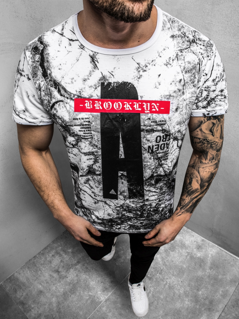 T-Shirt męski biały OZONEE JS/SS10921Z