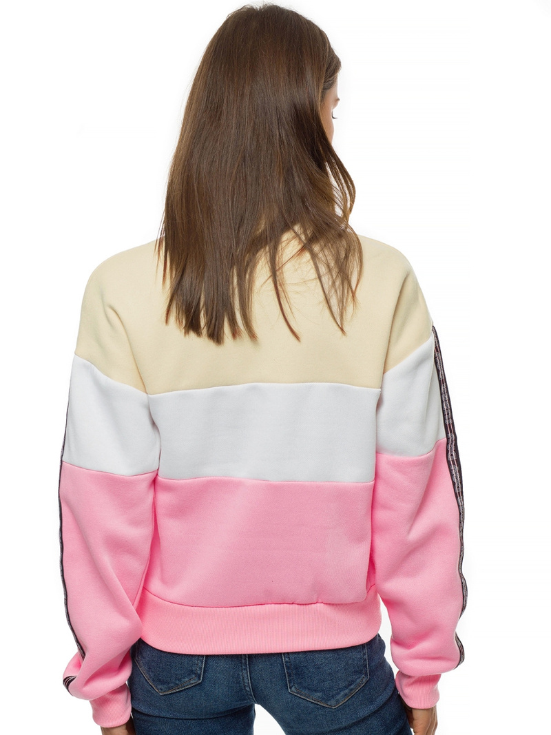 Bluza damska beżowo-jasnoróżowa OZONEE JS/B26019