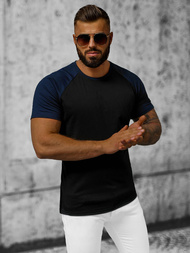 Футболка чоловіча Чорно-ультрамаринова OZONEE JS/8T82/3Z