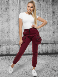 Spodnie damskie chino joggery bordowe OZONEE O/802