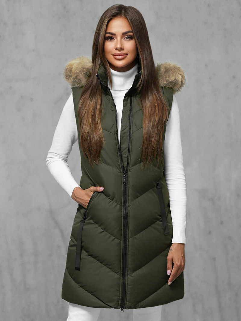 Стьобаний жіночий жилет Зелена OZONEE JS/M787/136