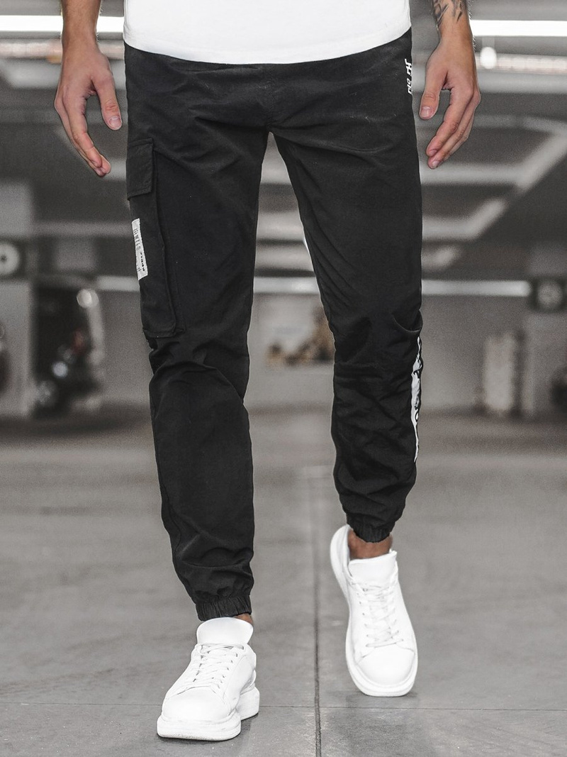 Spodnie męskie joggery czarne OZONEE DR/80