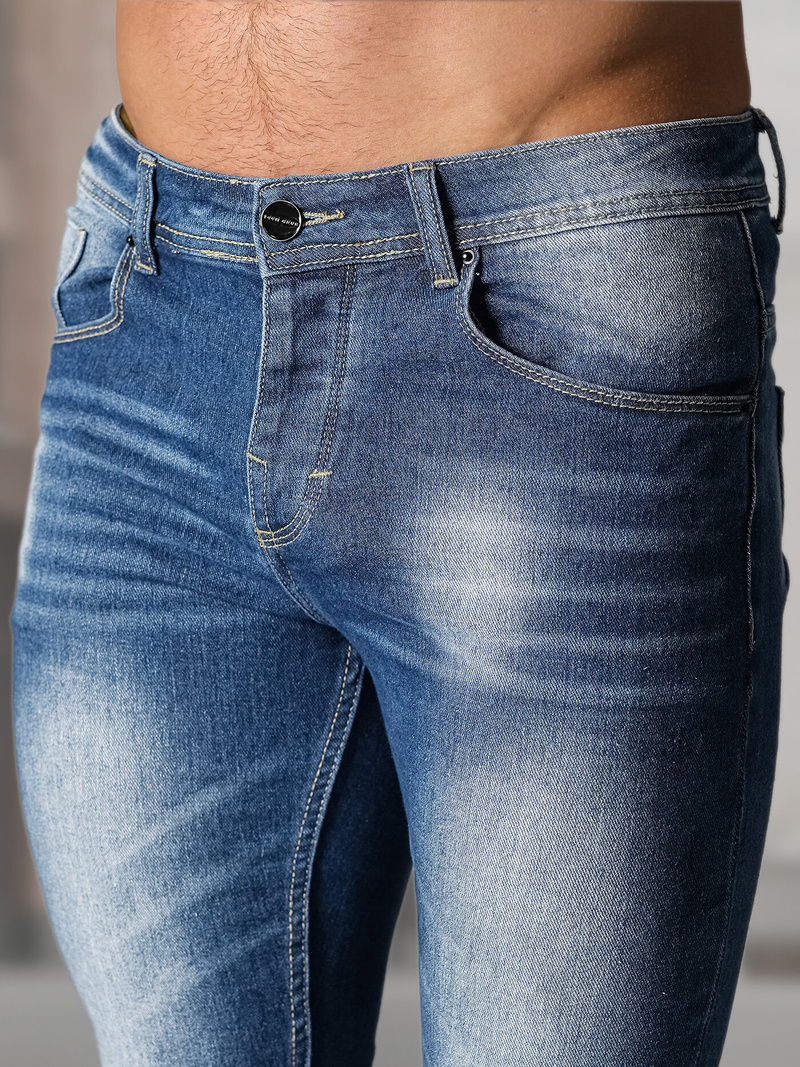 Spodnie jeansowe męskie slim fit niebieskie OZONEE NB/MP0199BCZ