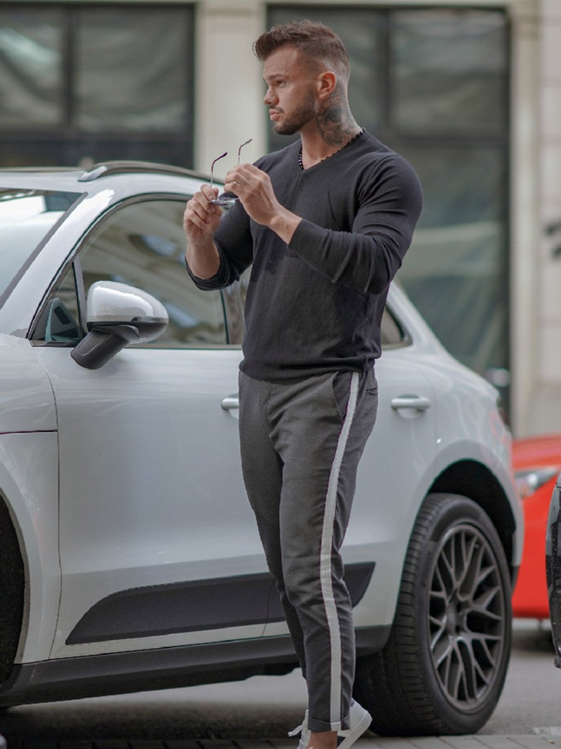 Sweter męski czarny OZONEE BL/M005Z