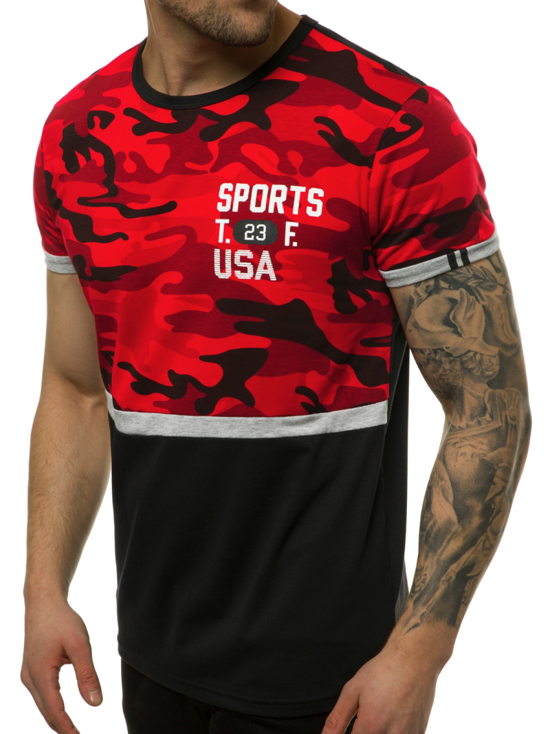 T-Shirt męski czerwony OZONEE JS/SS10982