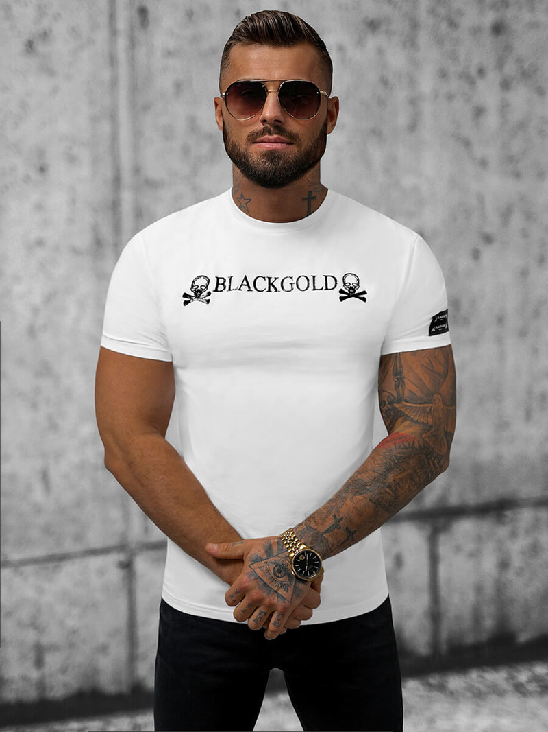 T-shirt męski slim fit biały OZONEE NB/MT3050