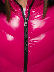 Kurtka zimowa damska parka z futerkiem różowa OZONEE JS/M23069/3