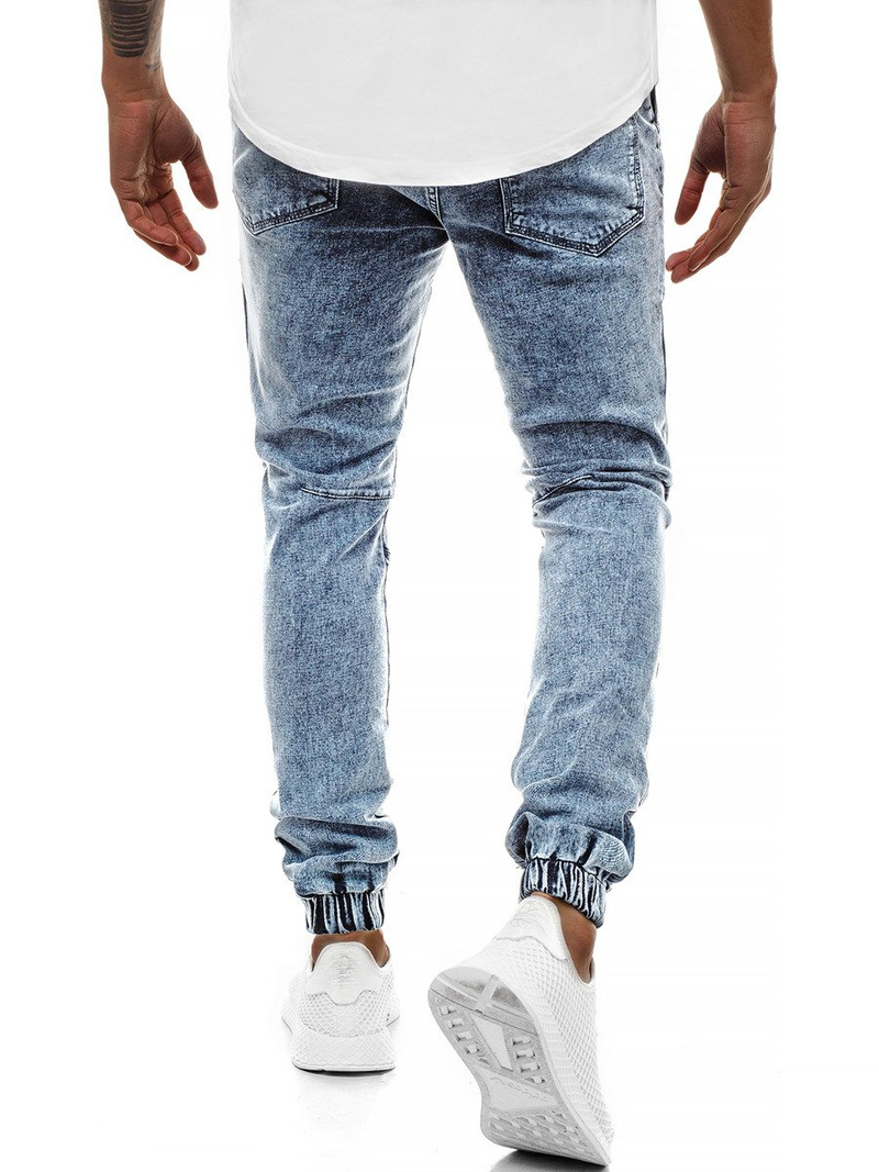 Spodnie jeans jogger męskie jasno-niebieskie OZONEE G/1067
