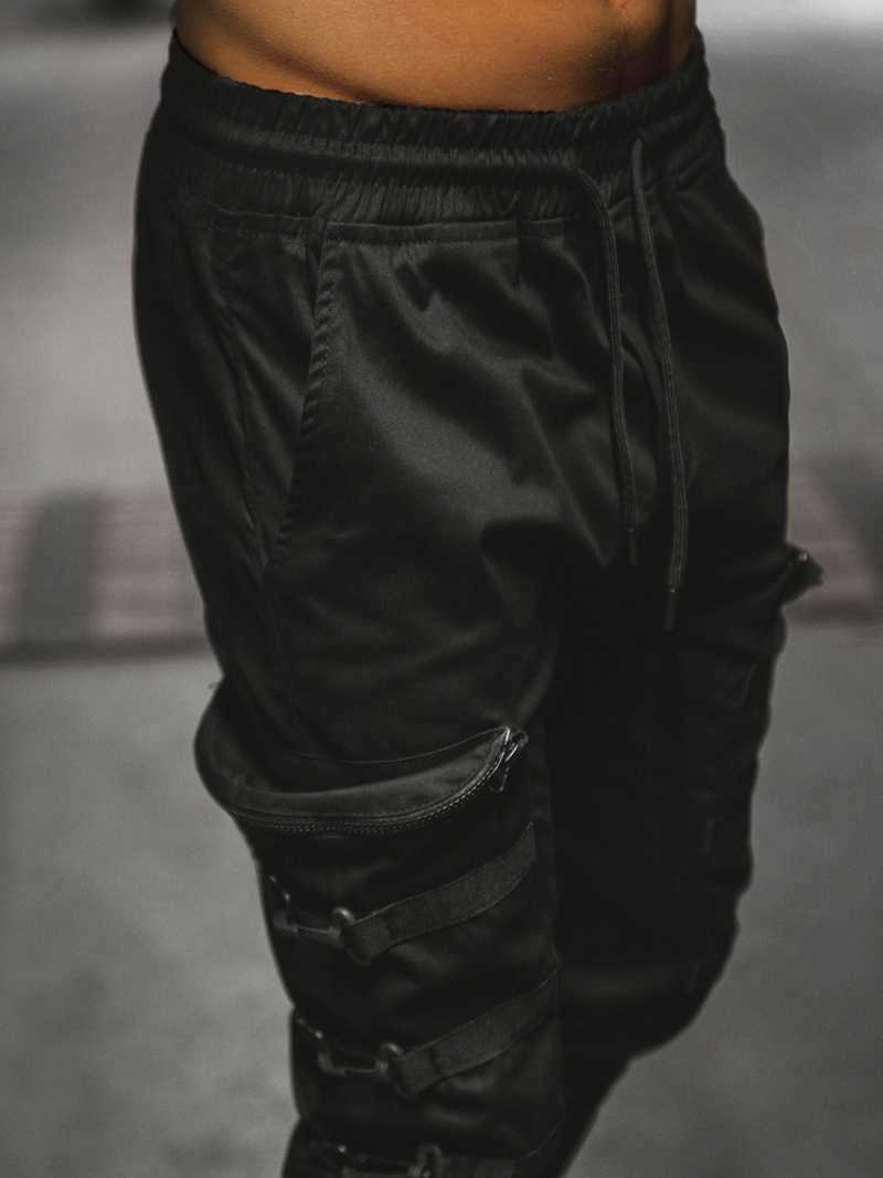 Spodnie męskie chino joggery czarne OZONEE G/11132