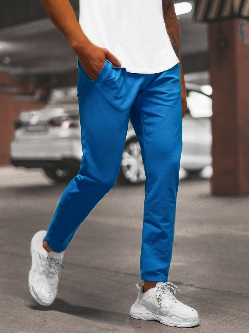 Spodnie dresowe męskie niebieskie b/18203022z