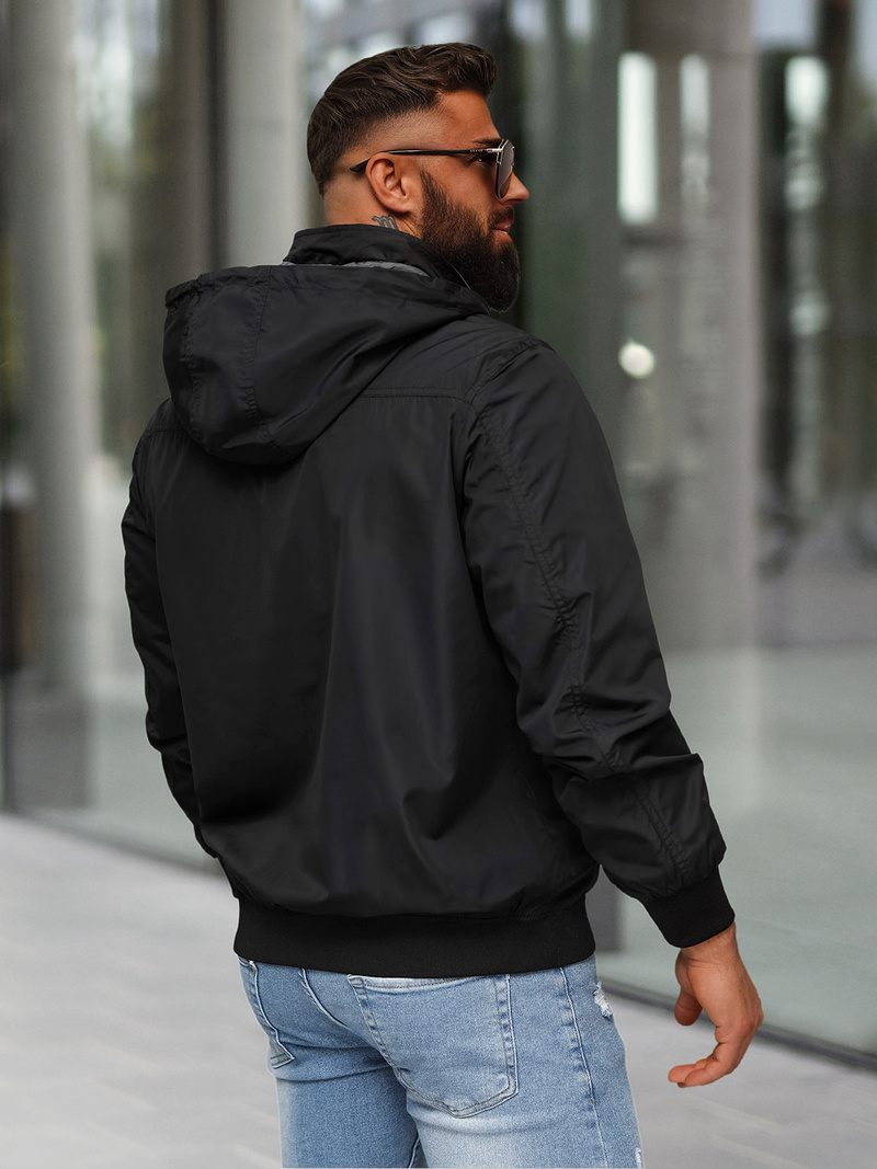 Чоловіча двостороння куртка чорна OZONEE JS/16M9207/392