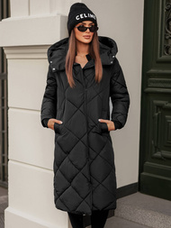 Kurtka zimowa damska długa pikowana czarna OZONEE JS/5M3173/392Z