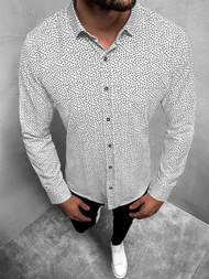 Elegancka koszula męska we wzory długi rękaw biała OZONEE O/3010/25