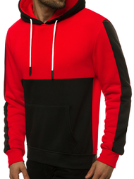 Bluza z kapturem męska czerwono-czarna OZONEE JS/KS2165
