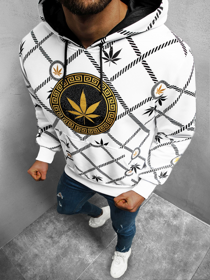 Bluza z kapturem męska biała OZONEE O/HM630