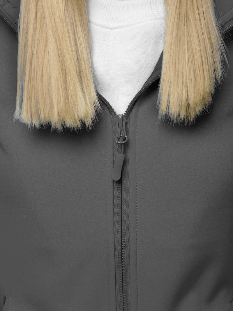Kurtka softshell damska z kapturem grafitowa OZONEE JS/HH018/2