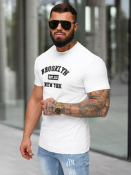 T-shirt męski slim fit biały OZONEE NB/MT3134