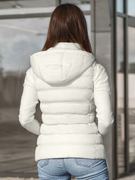 Kamizelka damska pikowana z kapturem ecru OZONEE N/6812/7Z