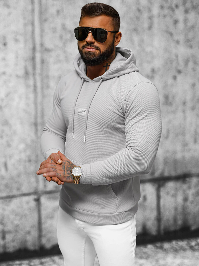 Bluza z kapturem męska szara OZONEE O/TB2216