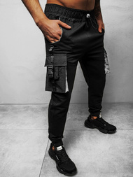 Spodnie męskie chino jogger materiałowe czarne b/21203004