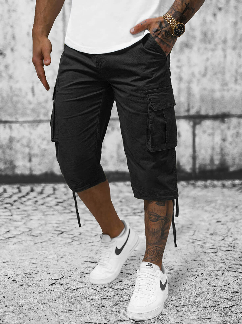 Spodenki męskie 3/4 chino czarne OZONEE T/XX160082/1