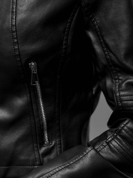 Жіноча шкіряна куртка Чорна OZONEE JS/11Z8038