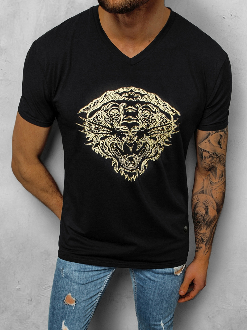 T-Shirt męski czarny OZONEE NB/3011