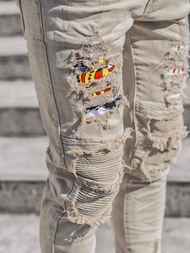 Spodnie męskie jeans beżowe OZONEE T/82018