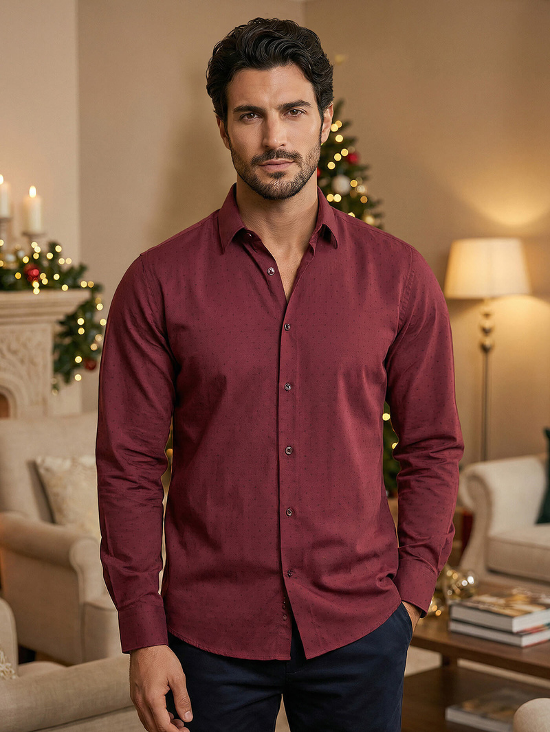 Koszula męska elegancka bordowa OZONEE V/V182Z