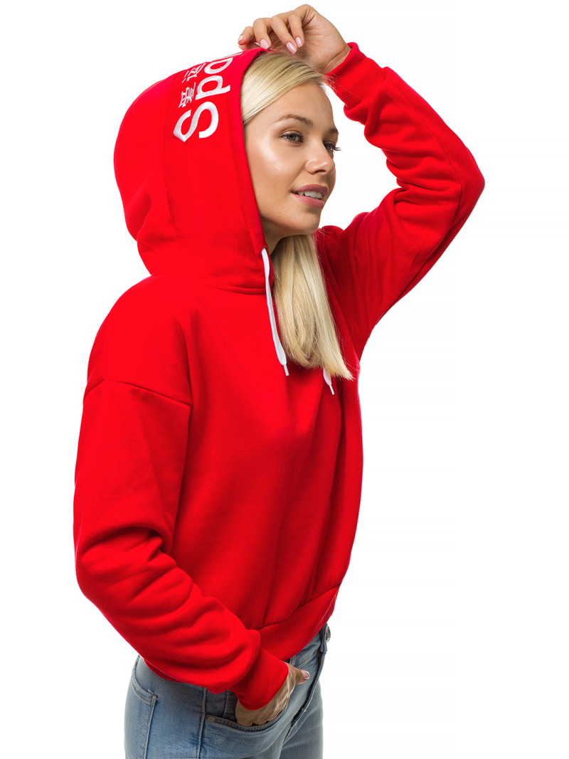 Bluza damska z kapturem czerwona OZONEE JS/KSW2039