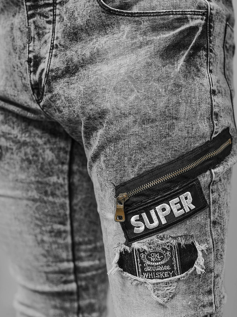 Spodnie jeansowe męskie czarne OZONEE NB/MP0162N