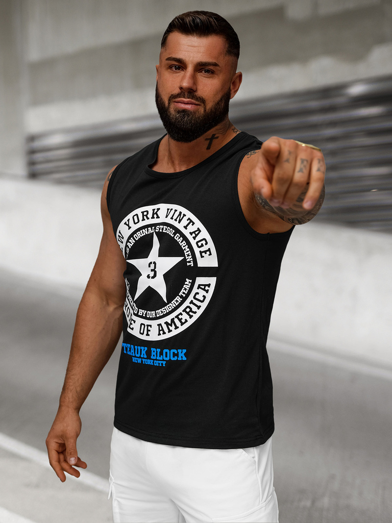 Koszulka bez rękawów męska czarna OZONEE JS/8B1721/3Z