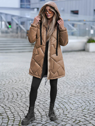 Kurtka zimowa damska długa camelowa OZONEE JS/5M3189/84Z