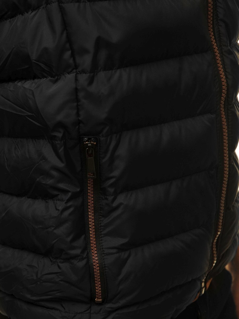 Kamizelka męska pikowana z kapturem czarna OZONEE O/5371Z