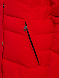 Kurtka zimowa damska parka z futerkiem czerwona OZONEE O/M202/4