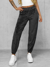 Spodnie dresowe damskie welurowe grafitowe OZONEE JS/92K528/5