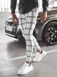 Spodnie męskie chino materiałowe białe OZONEE O/P4028Z